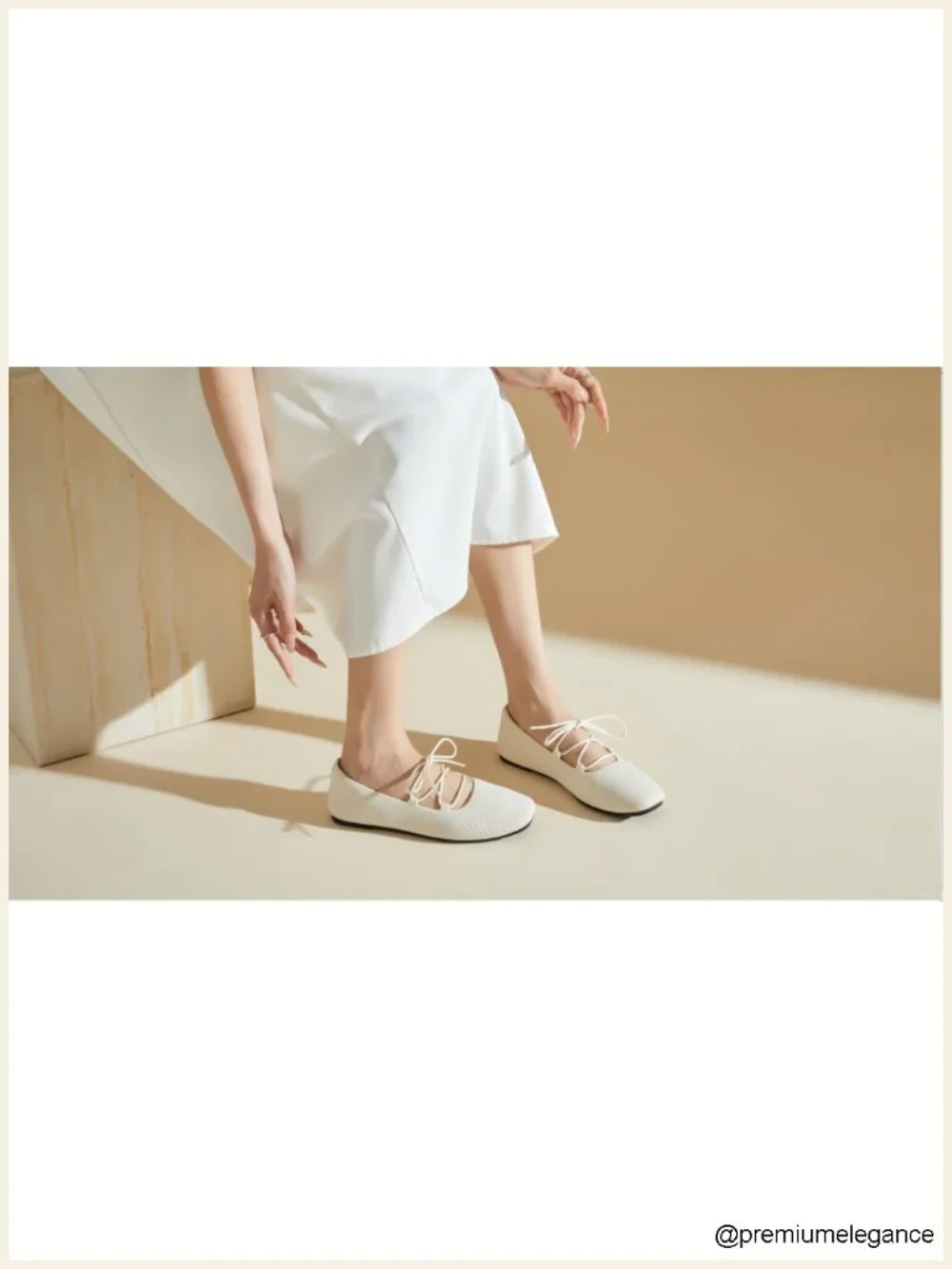 Lace Up Ballet Flats for Women Square Toe Memory Foam Foldable Knit